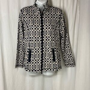 Lulu-B S Full Zipper Jacket Black Light Tan Pockets UPF 50 Mock Neck